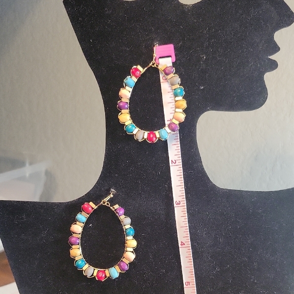 Jewelry - Red and Pink Beaded Hoop Earrings